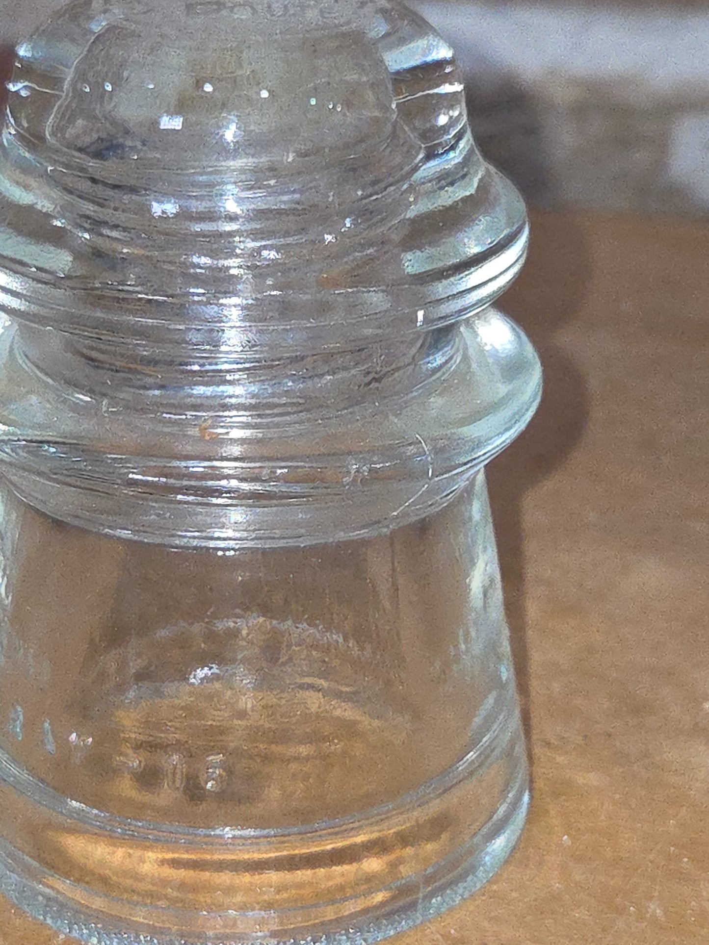 Vintage Insulator Hemingray #16 Clear Glass Cotton Blue Route h616