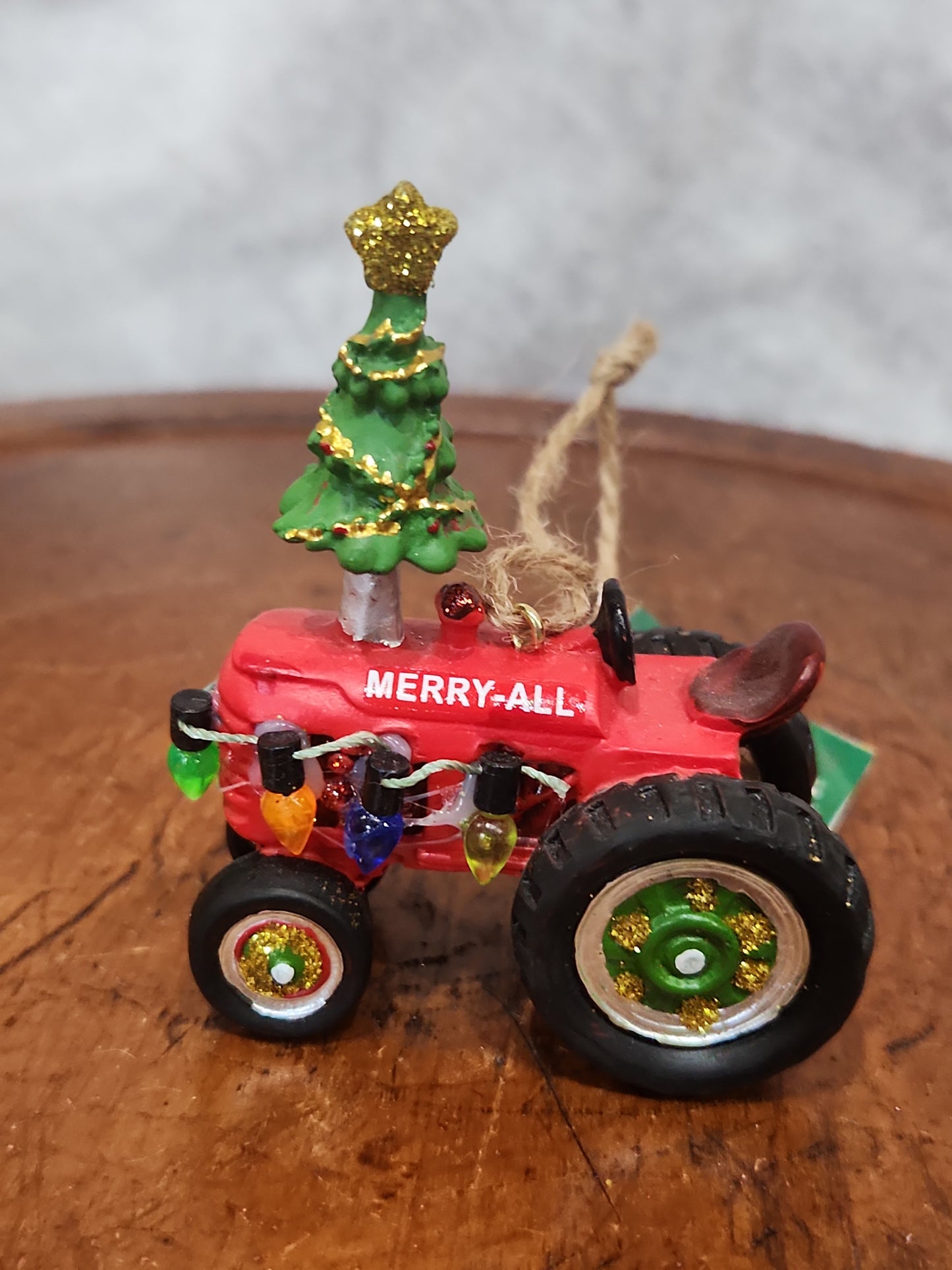 3.25" Red RESIN TRACTOR ORNAMENT ot2