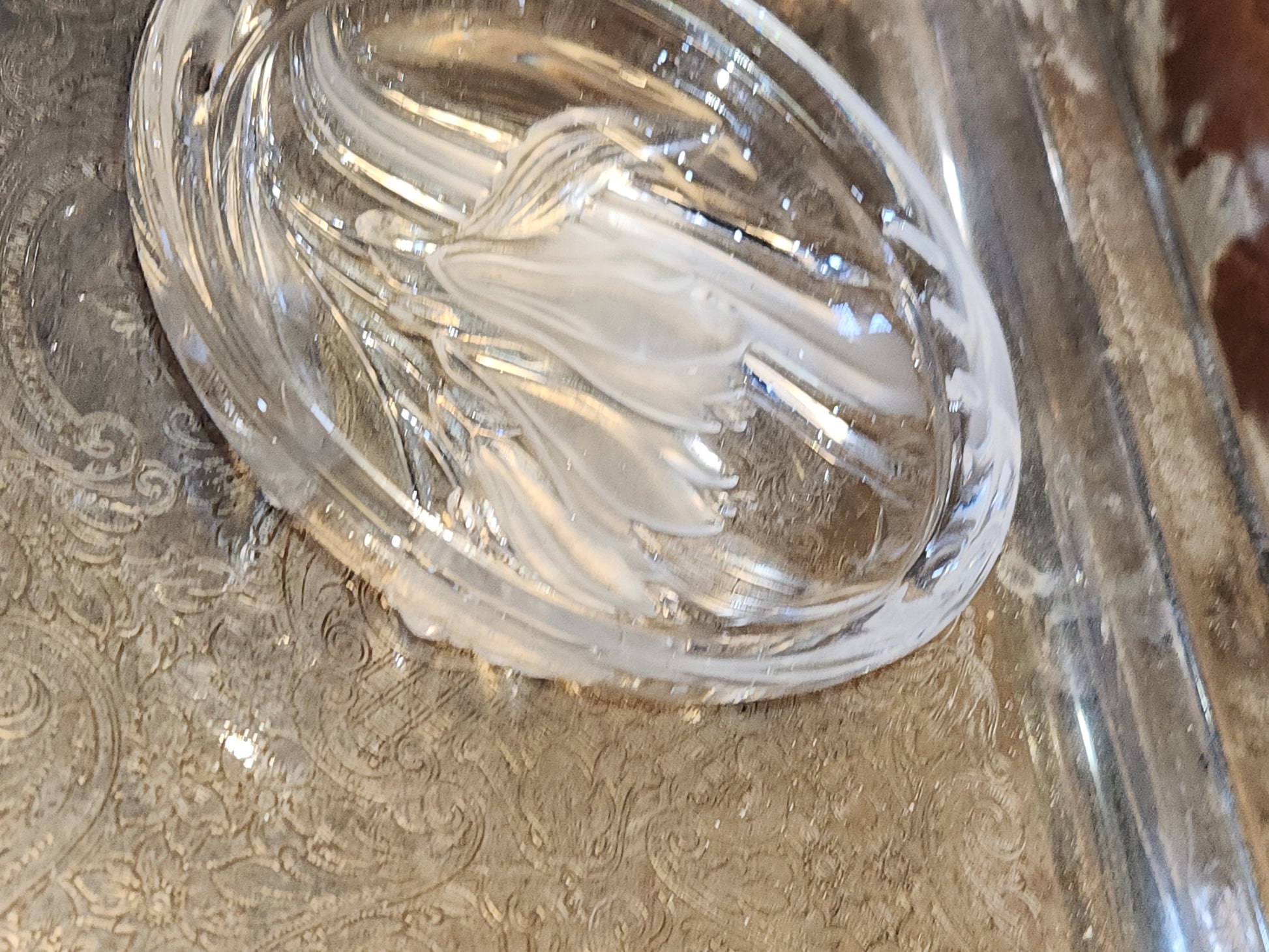Vintage Mikasa Pressed Glass Parisian Iris Candy Dish Flowers Clear and Frosted gl08