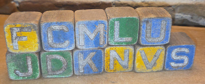 Vintage Disney Wooden Blocks Mickey Set of 11 Very Worn AS IS