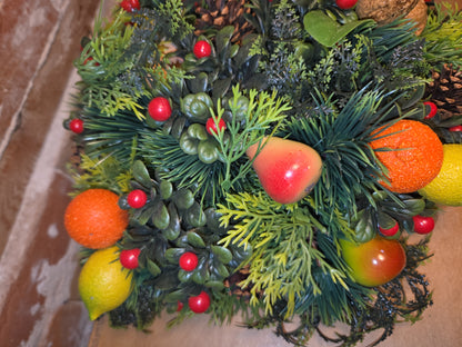 Vintage Plastic Greenery and Plastic Fruit for Christmas Arrangements