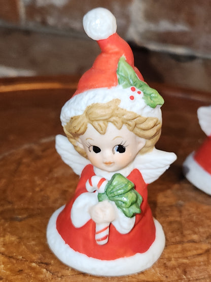 Vintage Lefton Petite Angel Girl Bell Figurines Set of 3. Praying Angel Signed.
