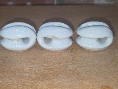 Vintage Small White Ceramic Porcelain Egg style Insulator Set of 3 Japan vi9