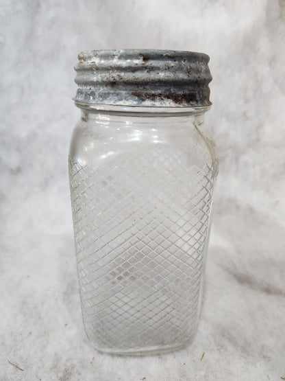 Vintage 1930-1940’s Hazel Atlas Diamond Clear Glass Jar Canister for coffee, tea, sugar jar43