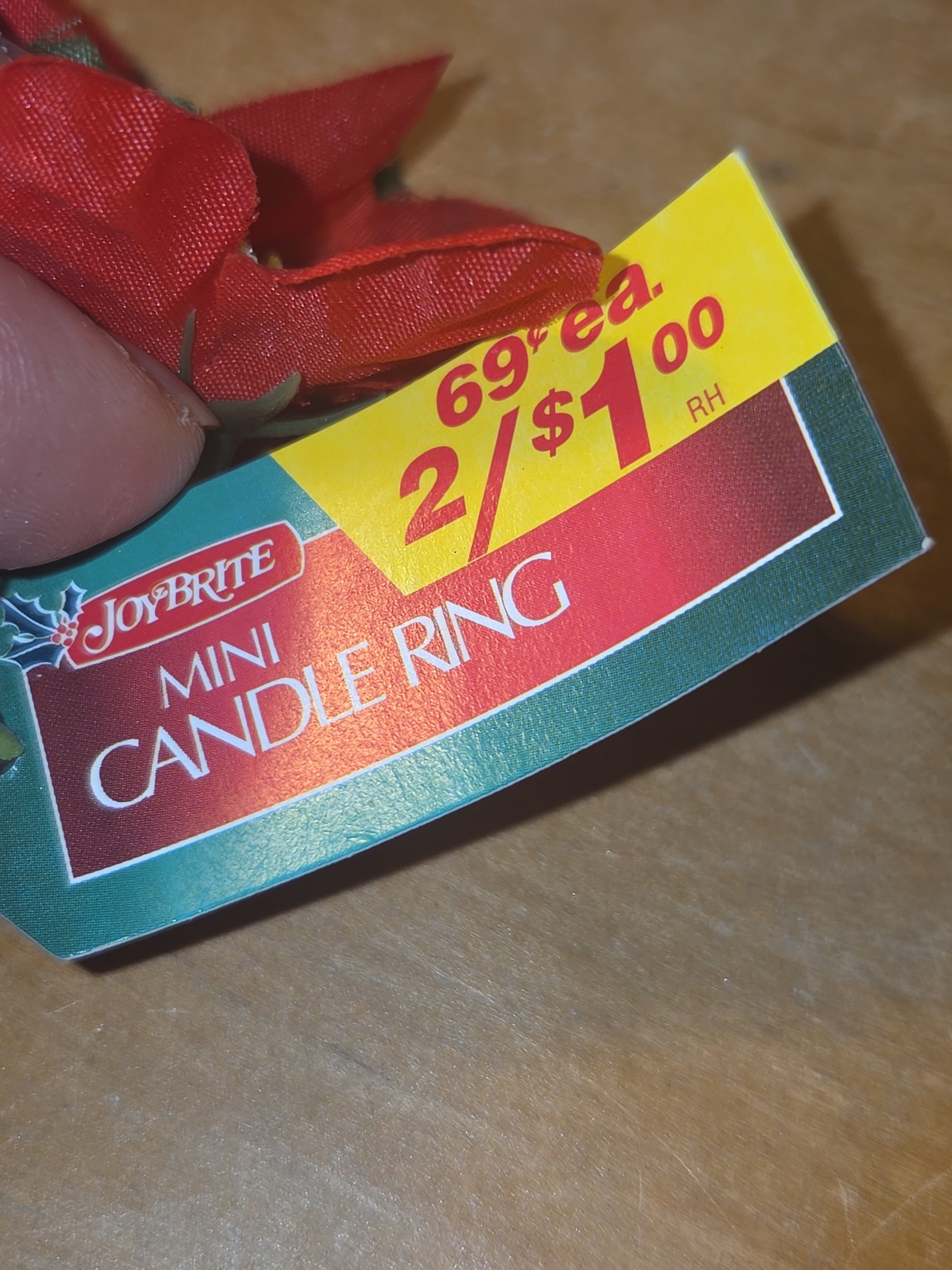 Vintage Joybrite Christmas Mini Candle Rings Poinsettia Lot of 6 New Old Stock