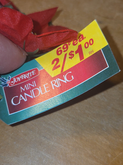 Vintage Joybrite Christmas Mini Candle Rings Poinsettia Lot of 6 New Old Stock