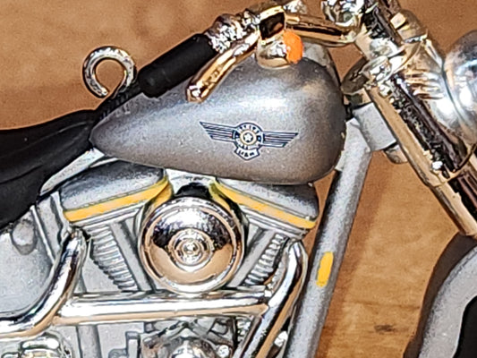 Vintage Hallmark Keepsake Ornament Harley Davidson Fat Boy with Box #2 Motorcycle Milestones Series 2000 ho71