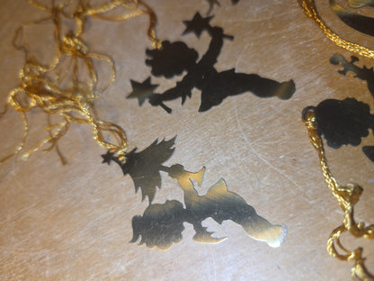Vintage Probable Brass Angels on Gold String Set of 11