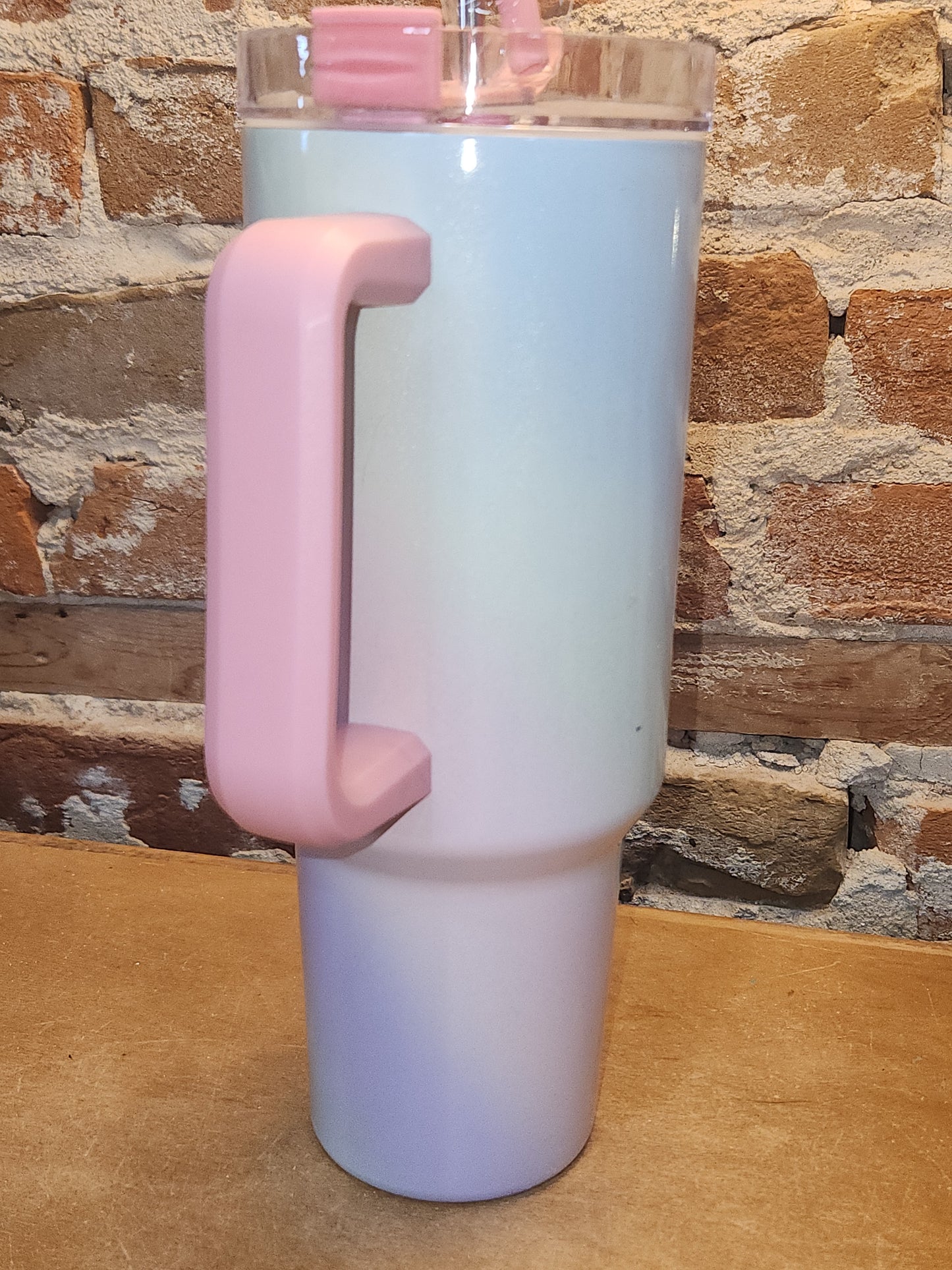 Custom Order 40 oz Traveler Tumbler Ombre Multicolor Unicorn Pink Handle and Top