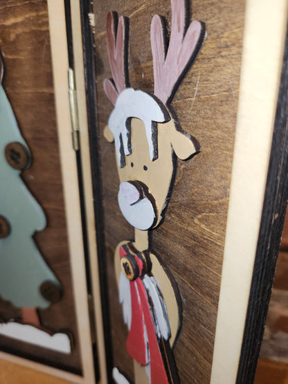 Trio Frame Decor Christmas Santa Reindeer 10 1/2"  tt81