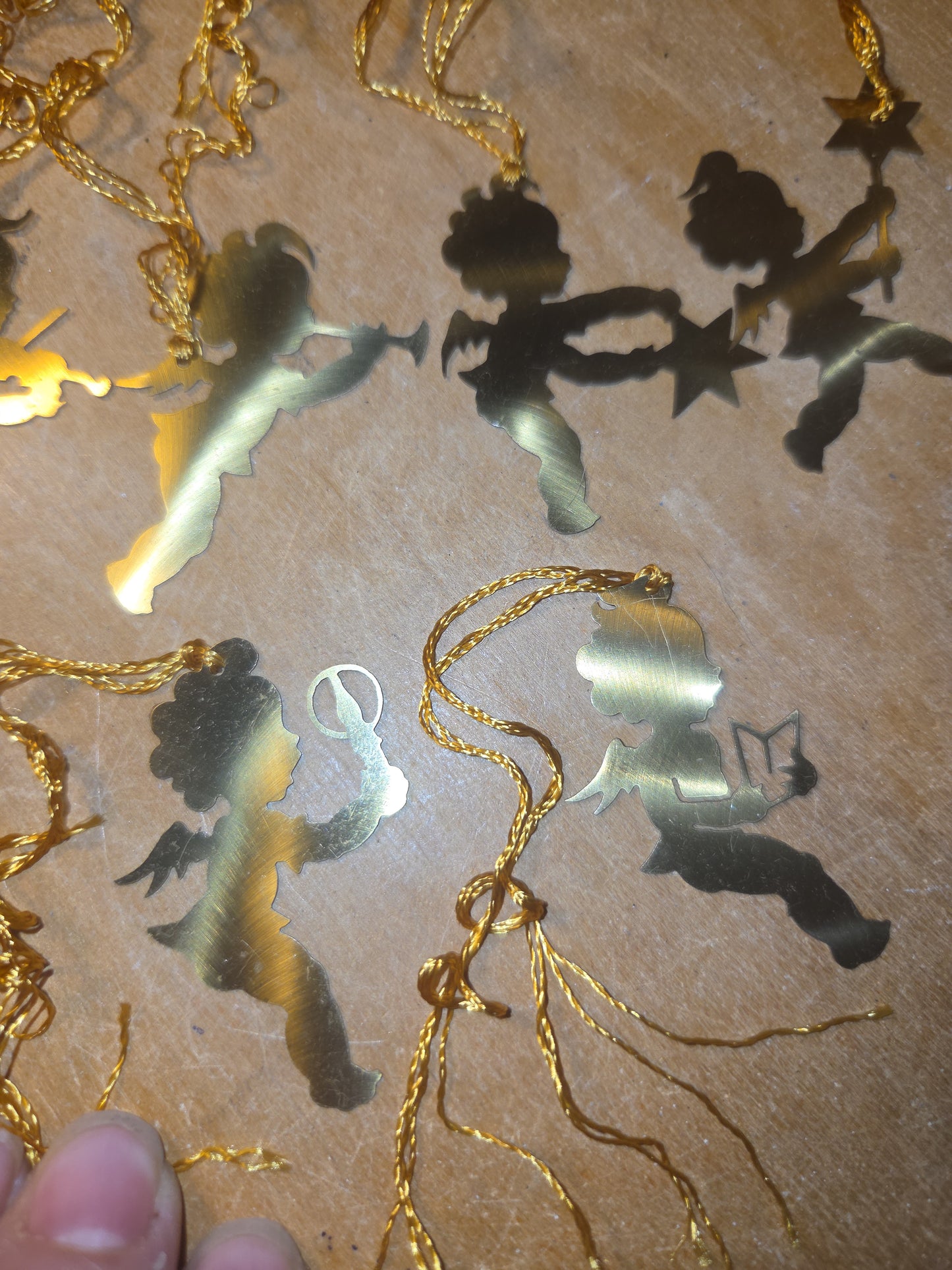 Vintage Probable Brass Angels on Gold String Set of 11
