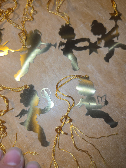 Vintage Probable Brass Angels on Gold String Set of 11