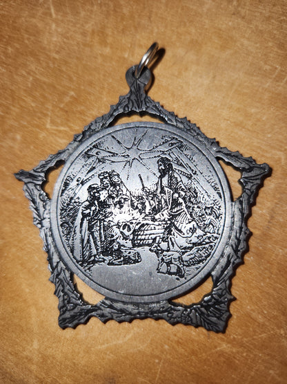 Pewter Ornamanet Nativity Scene St. Paul's Lutheran Church Bertrand Nebraska 1905-1985