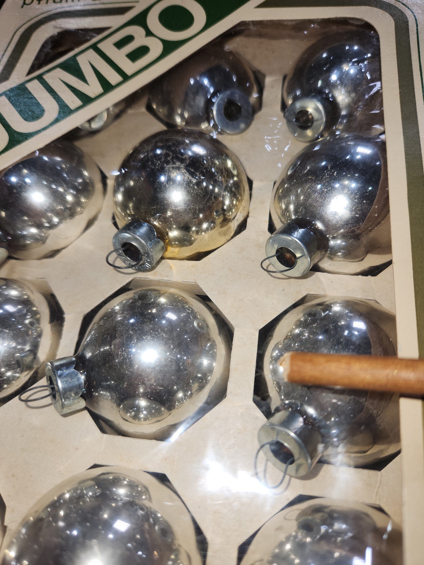 Vintage Pyramid Rauch Silver 2" ornaments AS IS bo69