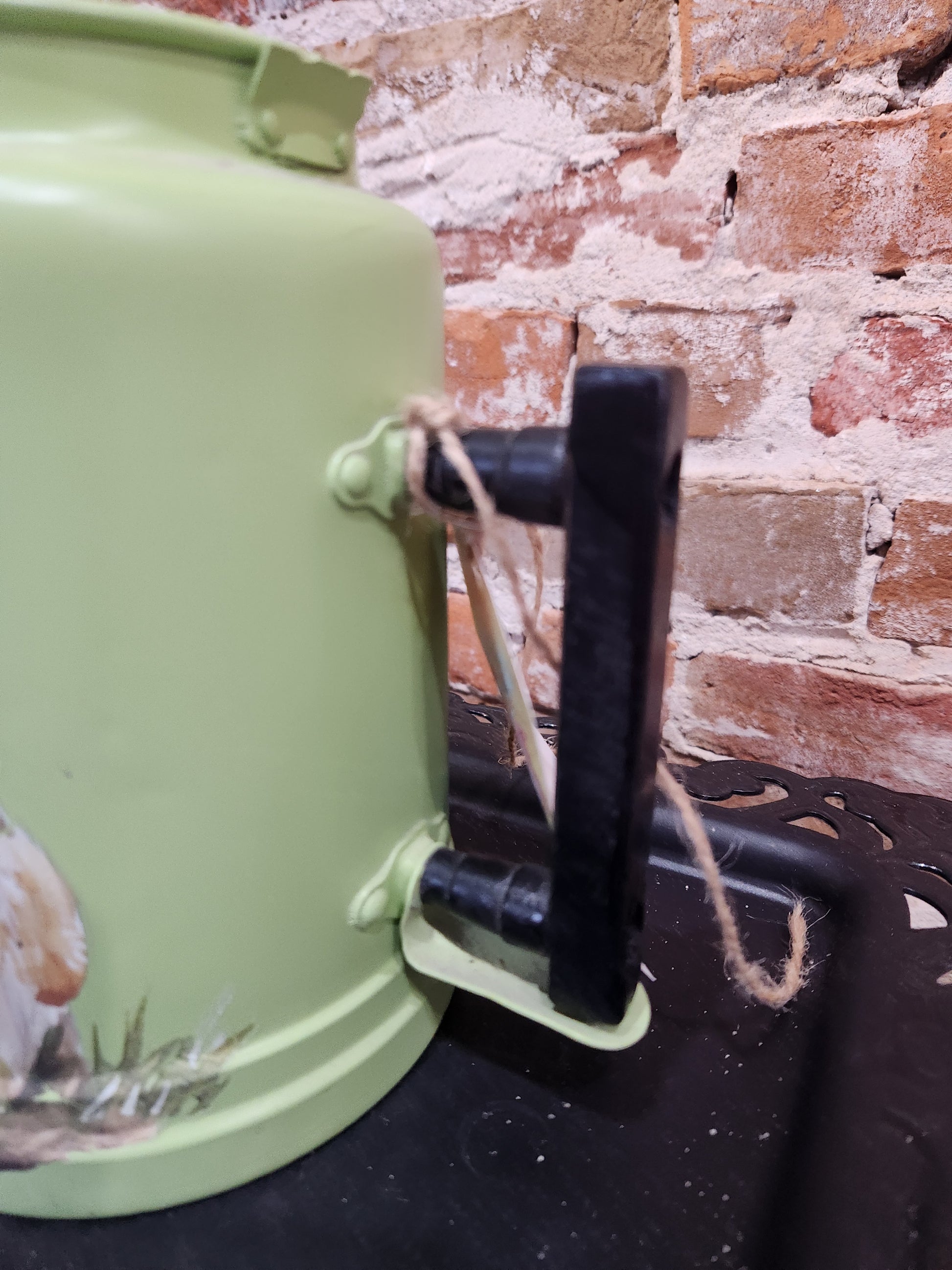 Vintage Green Aluminum Coffee Pot with a Bunny NO LID