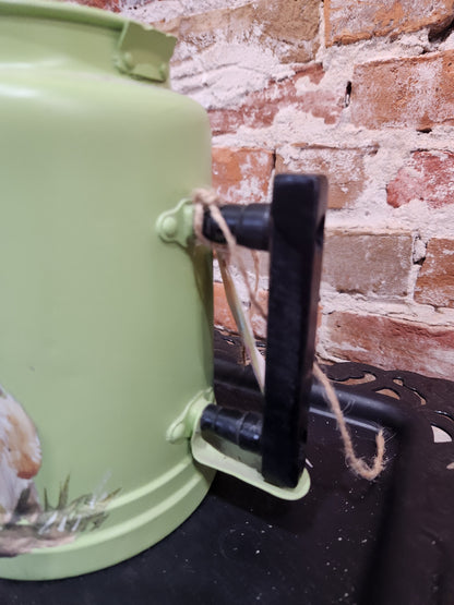 Vintage Green Aluminum Coffee Pot with a Bunny NO LID