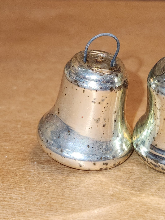 Vintage Mini Mercury Glass Bell Ornaments Set of 3 mg01