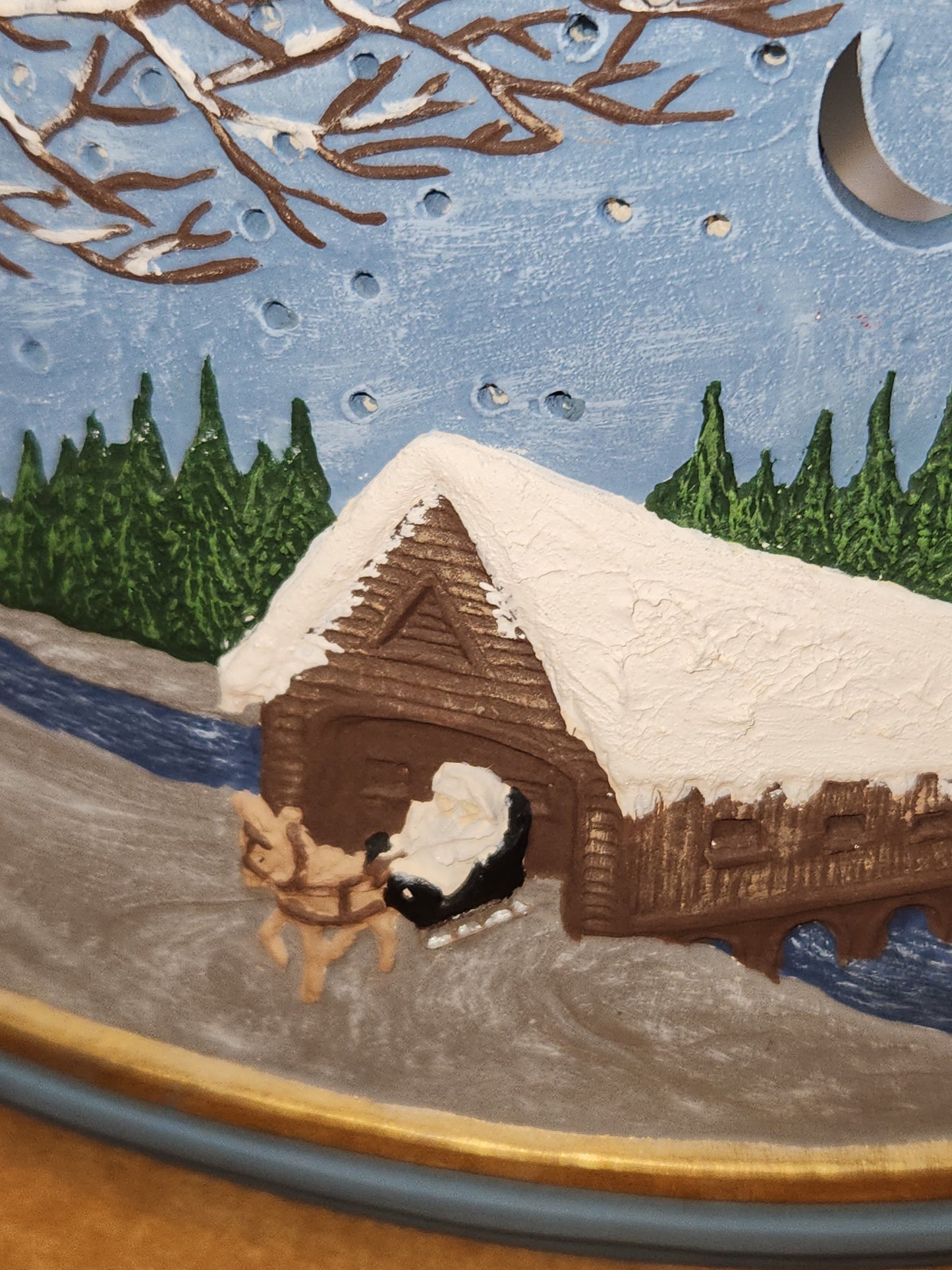 Vintage Ceramic Canister Night Light Covered Bridge Horse Pinecone AS IS nl9
