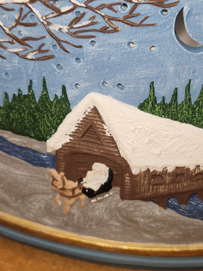 Vintage Ceramic Canister Night Light Covered Bridge Horse Pinecone AS IS nl9