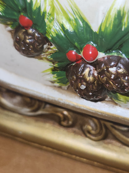 Vintage Napcoware Christmas Sleigh Dish Planter Floral Arrangement Container Stamped X 8661 AS IS vp01