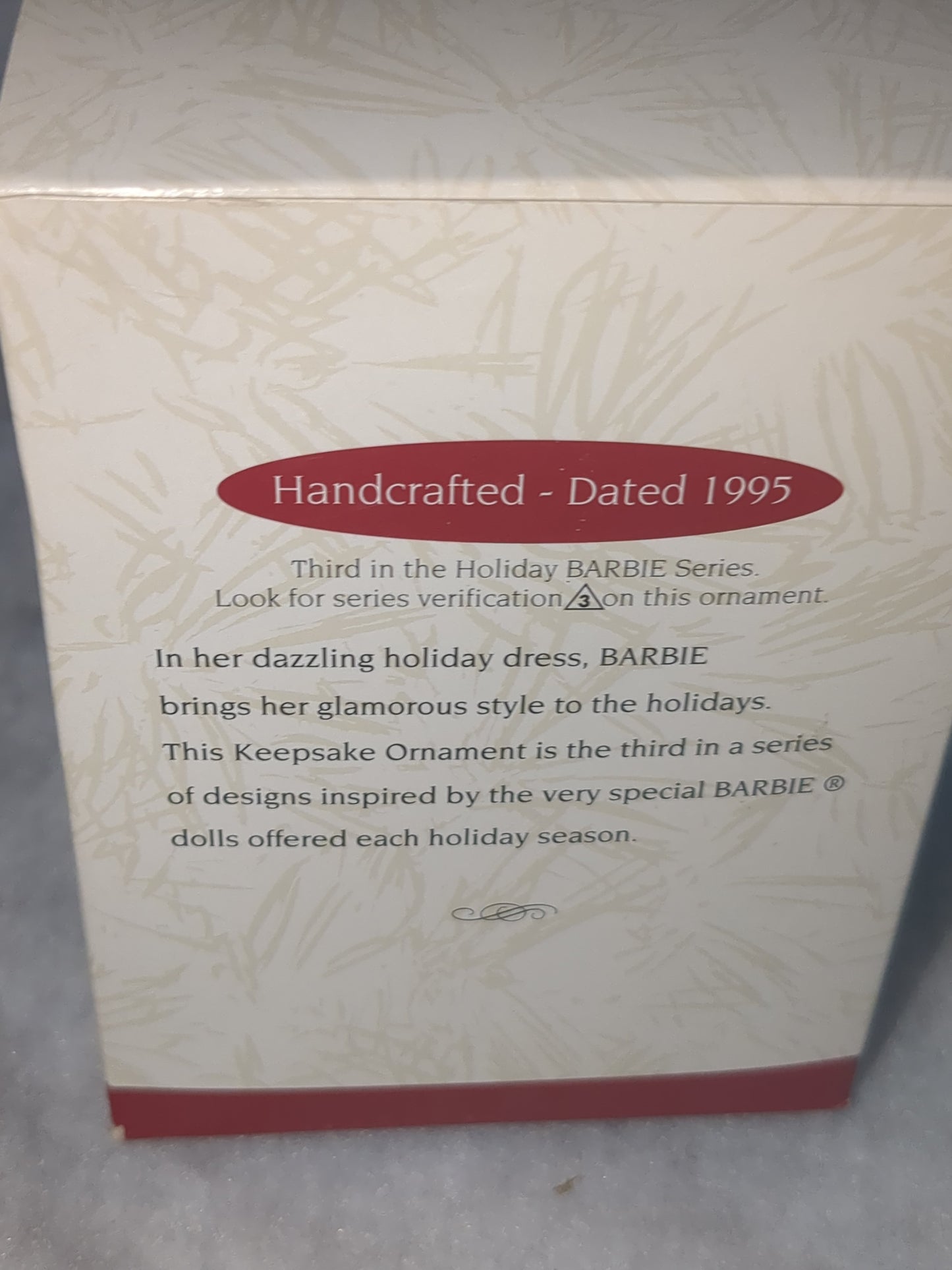 1995 Hallmark Holiday Barbie. 3rd in Holiday Barbies Series. New box and bubble wrap. Hob7