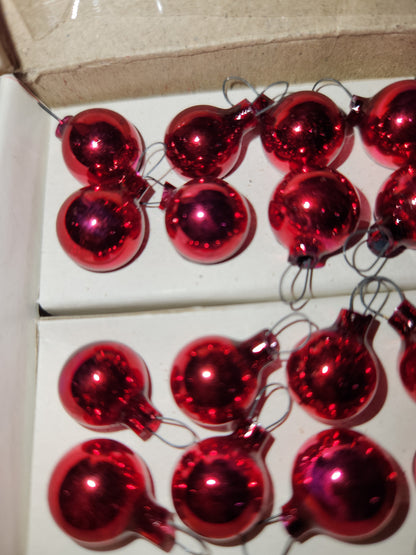 Vintage Shiny Brite 24 Red Mercury Glass Ball Feather Tree Ornaments 12mm Japan MCM  bo126
