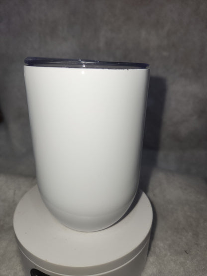 12 Oz stainless steel wine tumbler. It says life begins after wine wt3