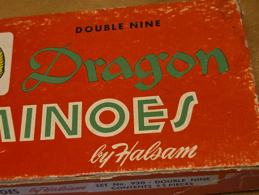 Vintage Dragon Dominoes Double Nine Set No. 920 Halsam AS IS 920