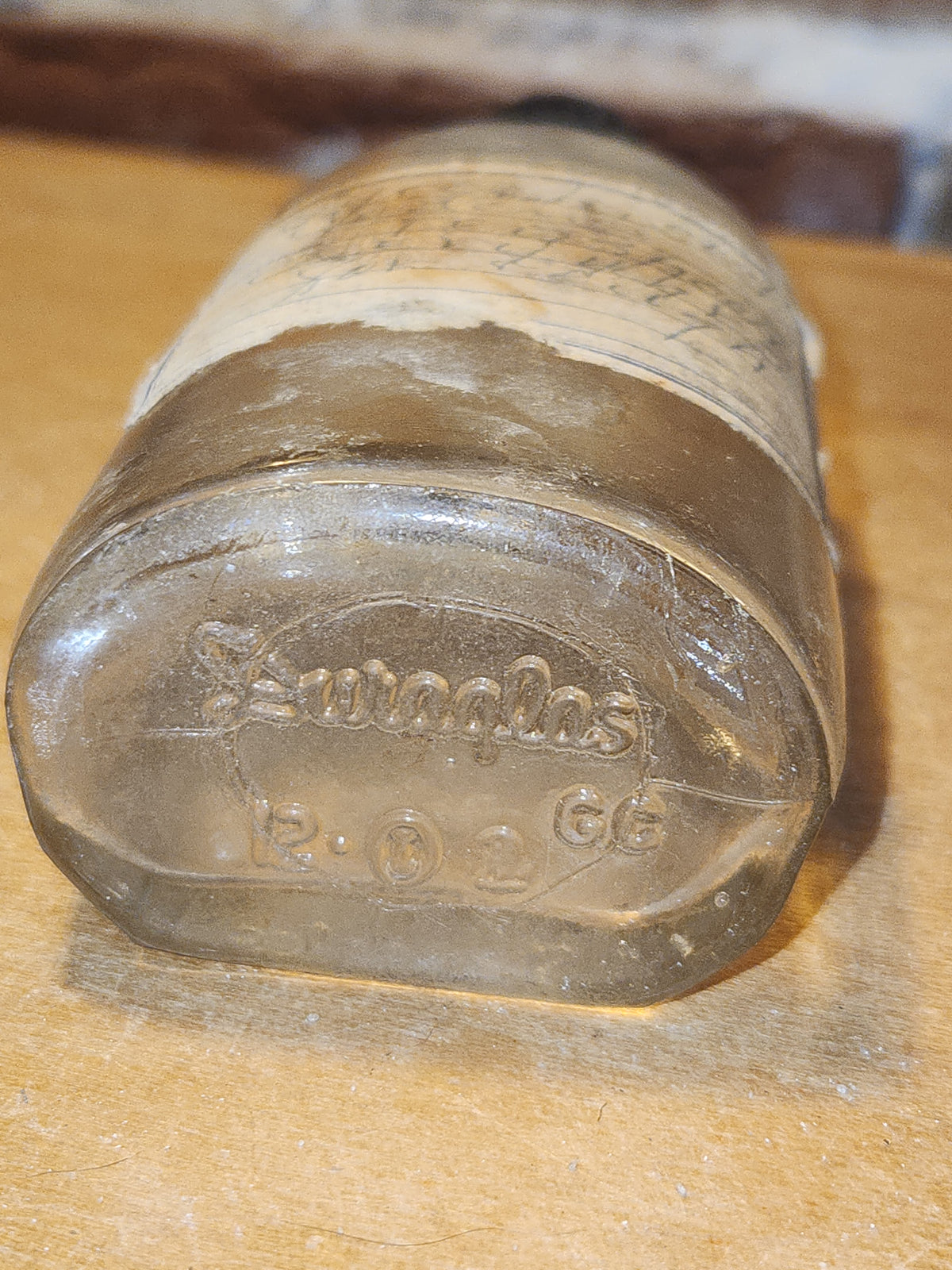 Vintage Medicine Bottle Duraglas Handprinted Label with Plastic Lid vmb99