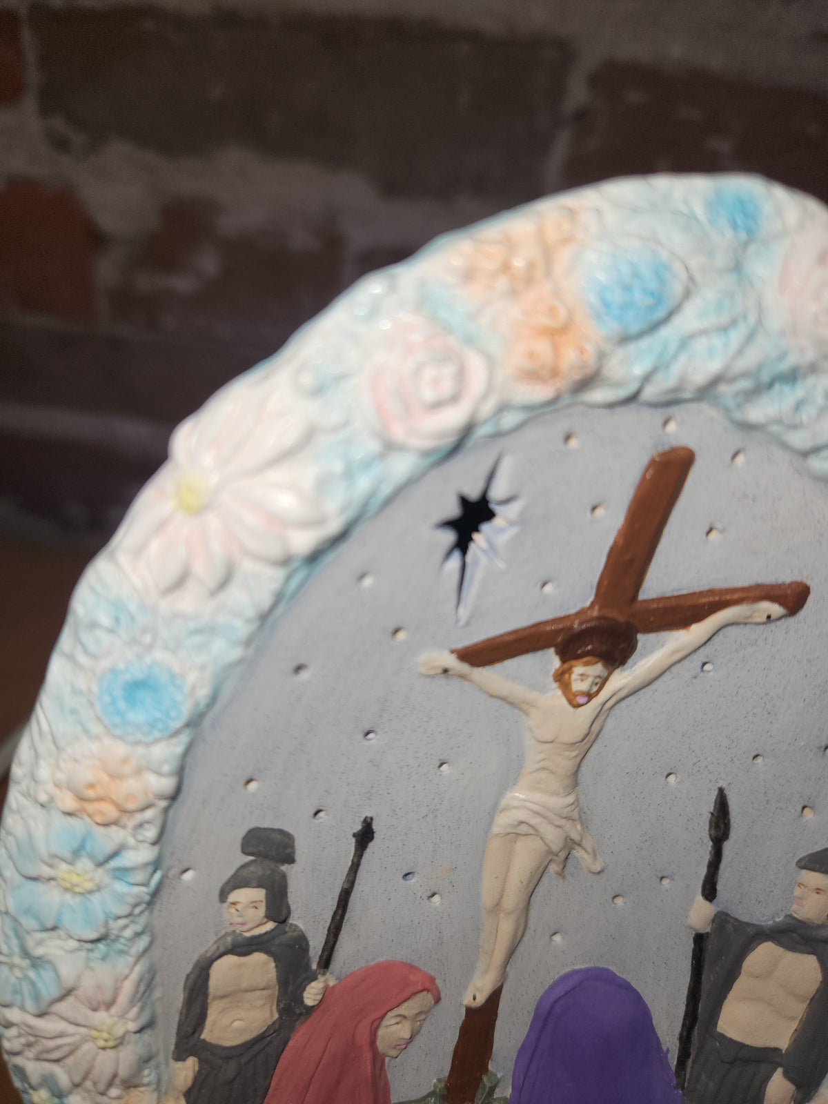 Vintage Ceramic Lamp Jesus Crucifixion Night Light