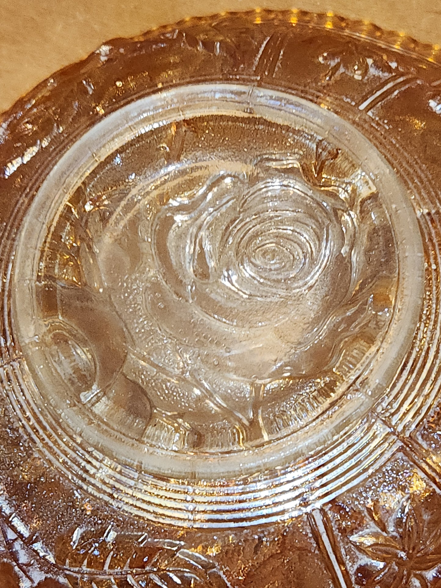 Vintage Carnival Glass Imperial Bowl Open Rose Pattern Scalloped Edge rp8