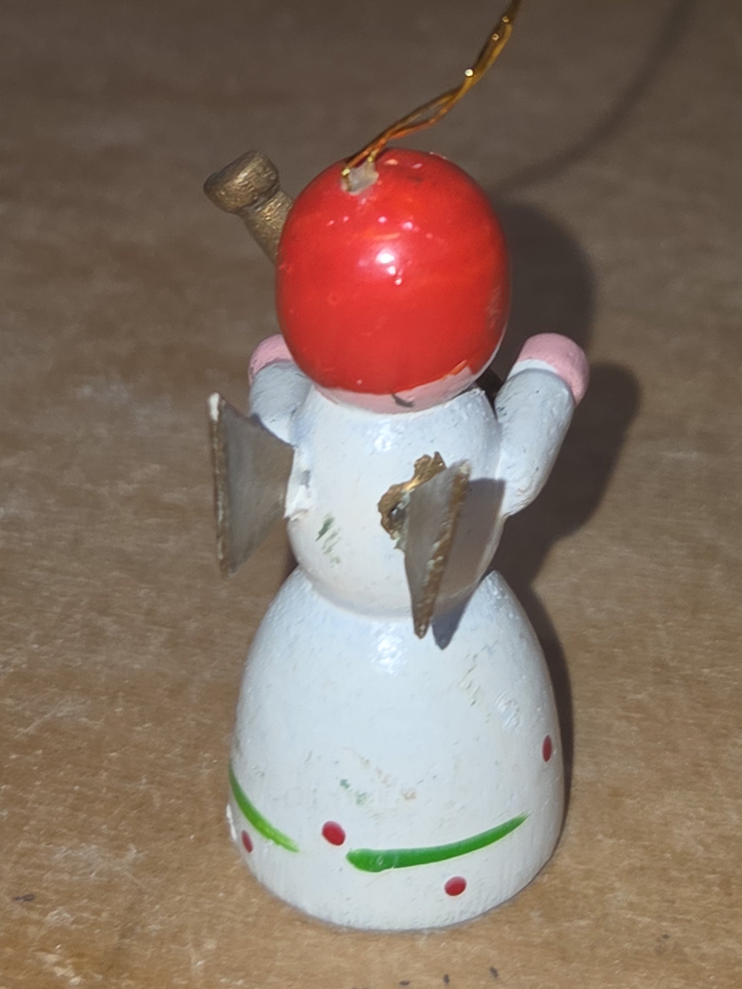 Vintage Wooden Ornaments Angels Set of 2 MCM Kitchy