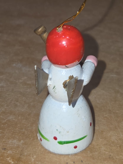 Vintage Wooden Ornaments Angels Set of 2 MCM Kitchy