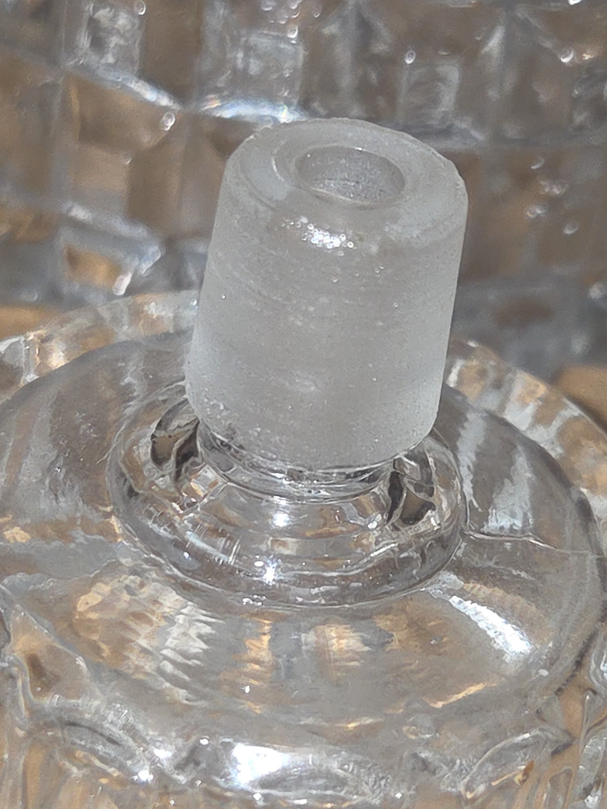 Vintage Perfume Bottle Pressed Glass Faceted Stopper with Ground or Polished Glass gl40