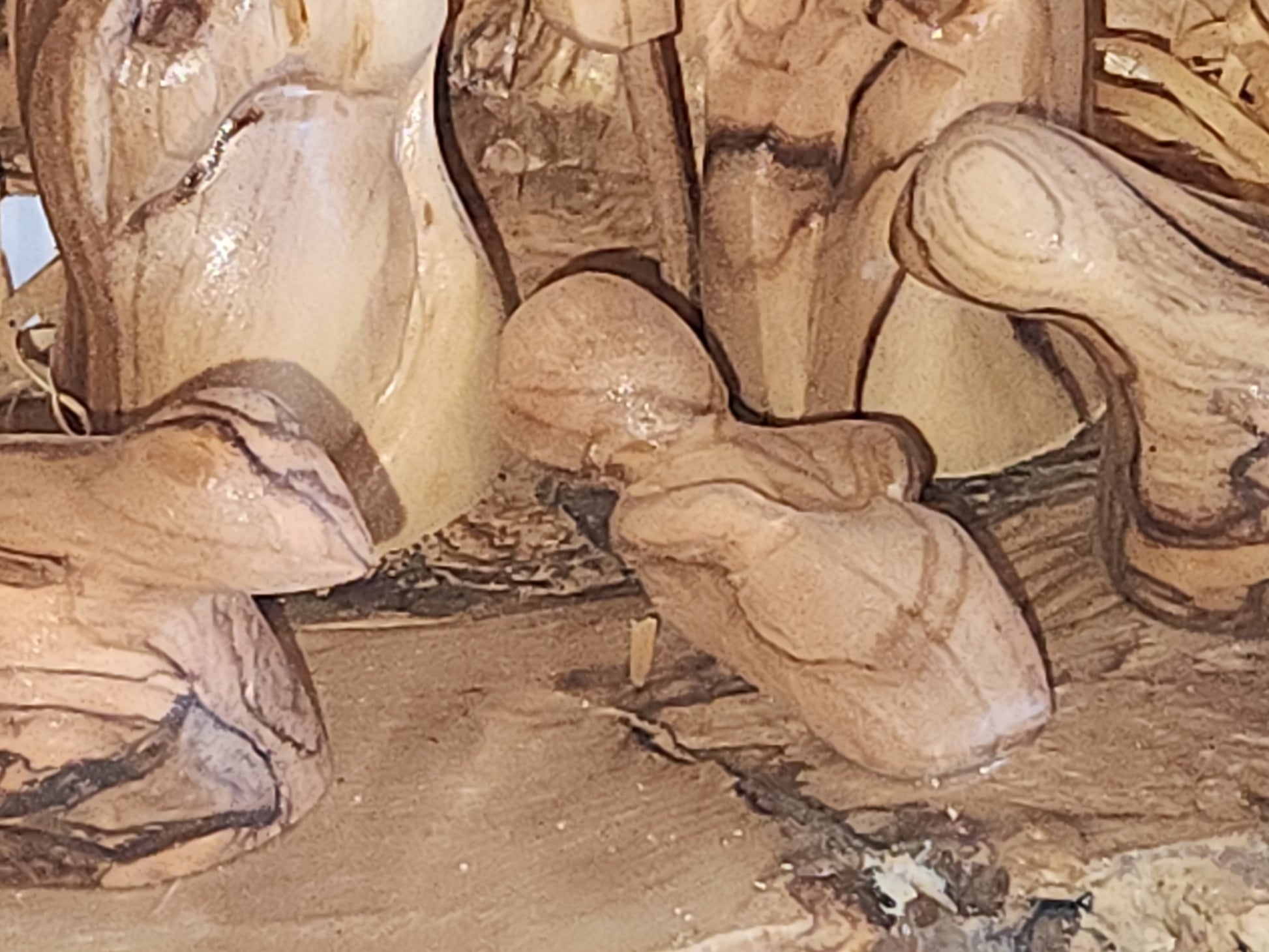 Large Grotto nativity made from Roots of the olive wood tree. Made in Bethlehem. N1