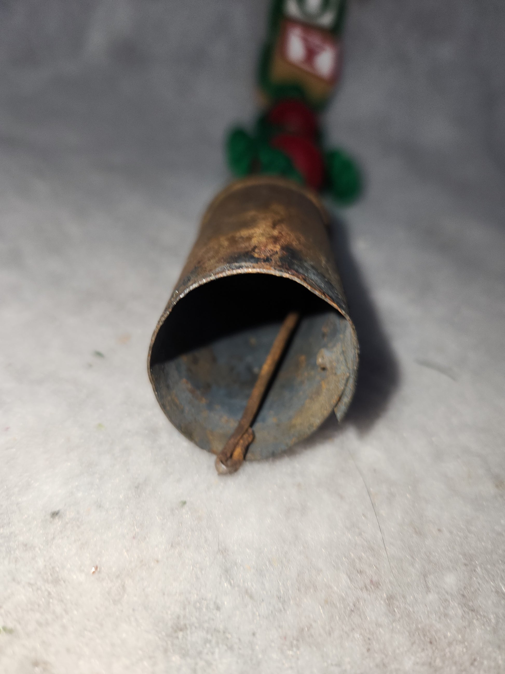Vintage Handmade Macreme Joy Christmas Wall Door Hanger Wood blocks Wood Beads Old Bell 1970s