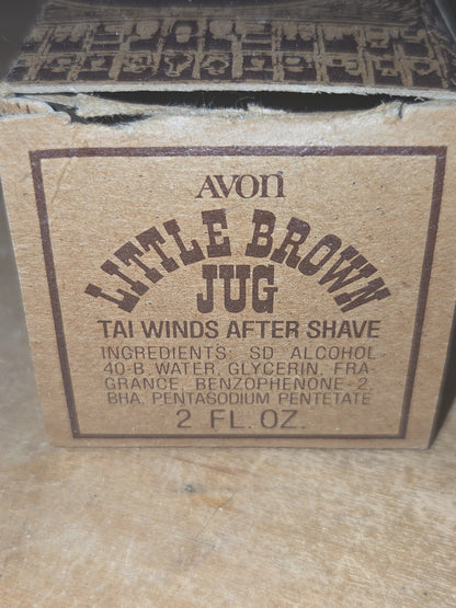 Vintage Avon After Shave Little Brown Jug Tai Winds Has Box va8