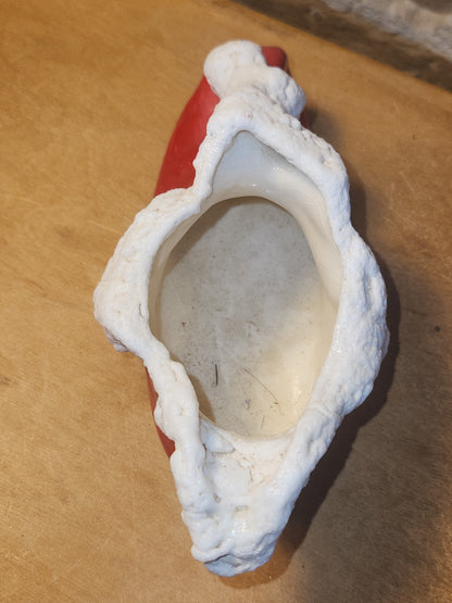 Vintage Ceramic Santa Pixie Elf Boot Christmas Planter Candy Dish Read Description vs09