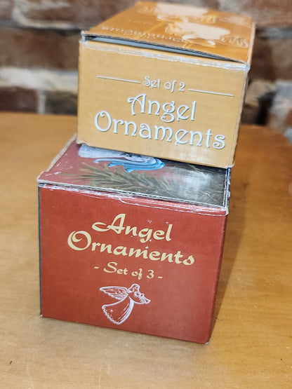 Vintage Giftco Glass Angel Ornaments 2 Different Sets in Original Boxes 5 angels ang91