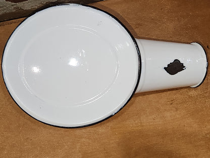 Vintage Enamelware Male Urinal White and Black ew012