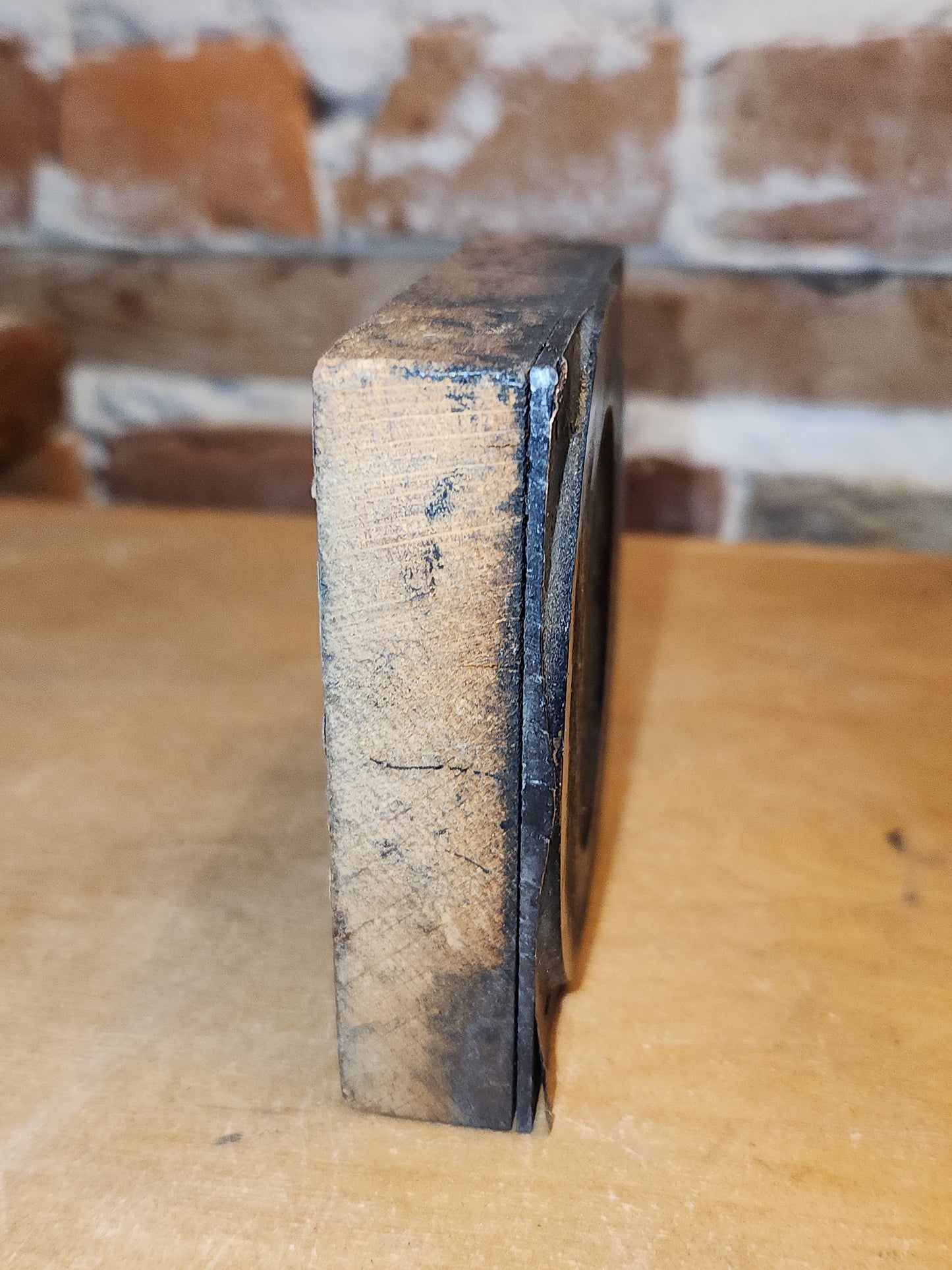 Vintage or Antique Letterpress Copper & Solid Wood Printing Block Letter O leto