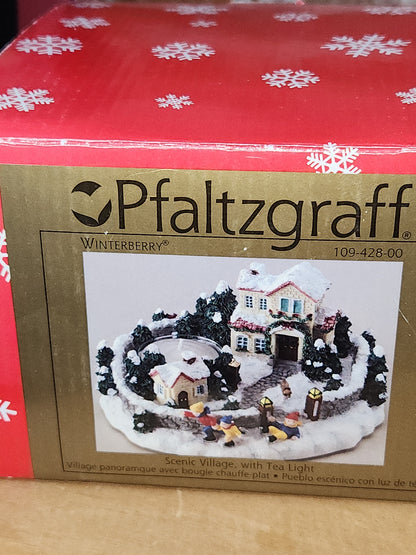 Vintage Pfaltzgraff Winterberry Scenic Village with Tea Light 2001