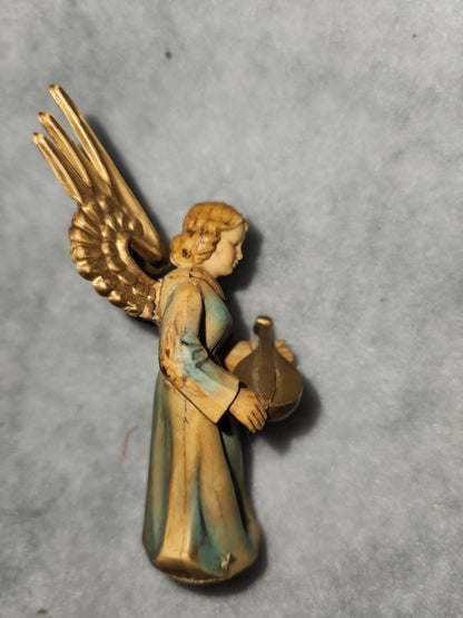 Vintage Angel "Art Plastics" Figurine Gold Wings Mandolin made British Hong Kong ang65