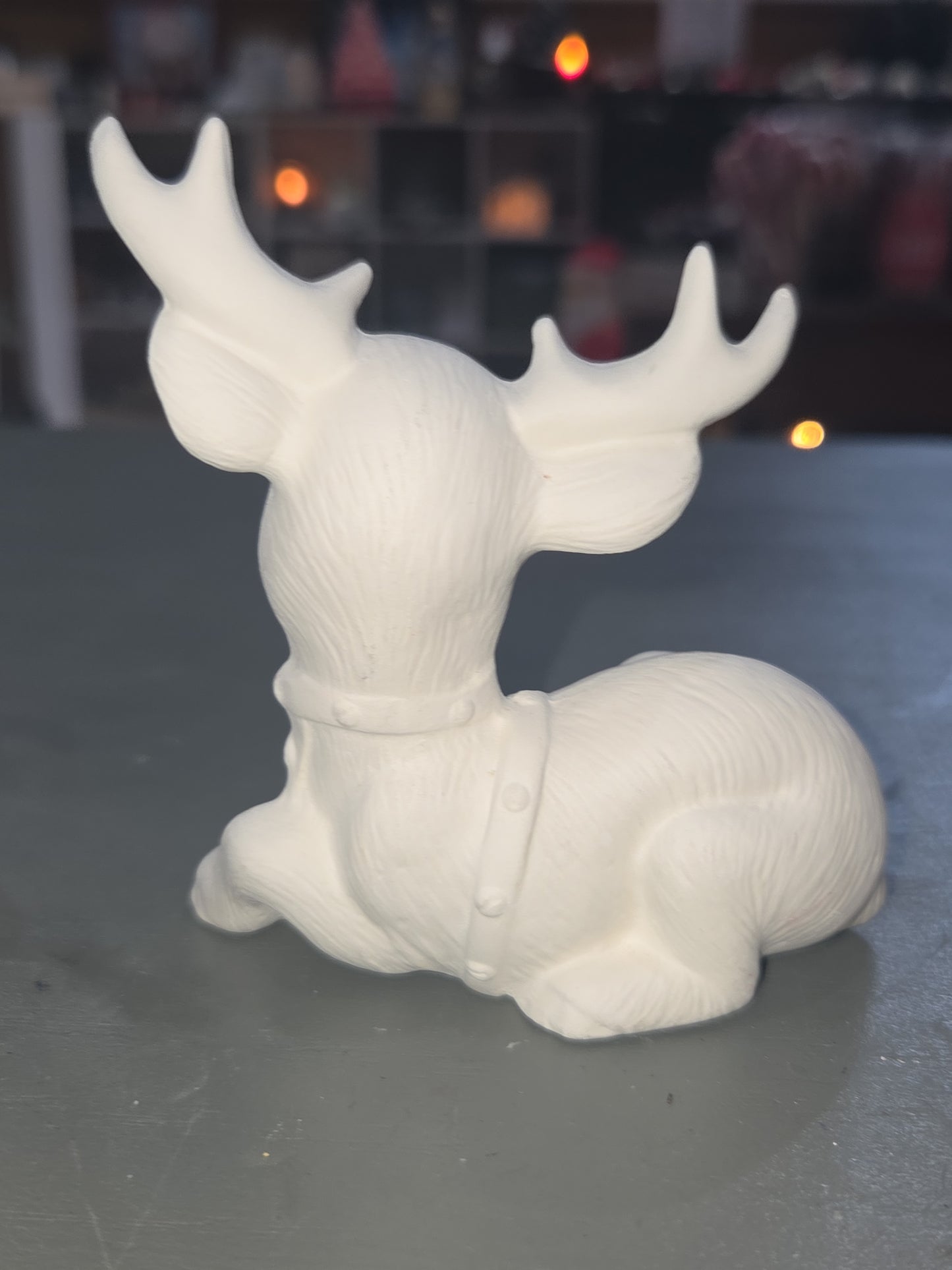 Unpainted Ceramic Softy Reindeer DIY Ready to Paint Set of Seven 4" to 5" tall