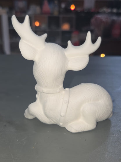 Unpainted Ceramic Softy Reindeer DIY Ready to Paint Set of Seven 4" to 5" tall