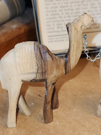Vintage Olive Wood Hand Carved Camel Donkey Caravan nat6