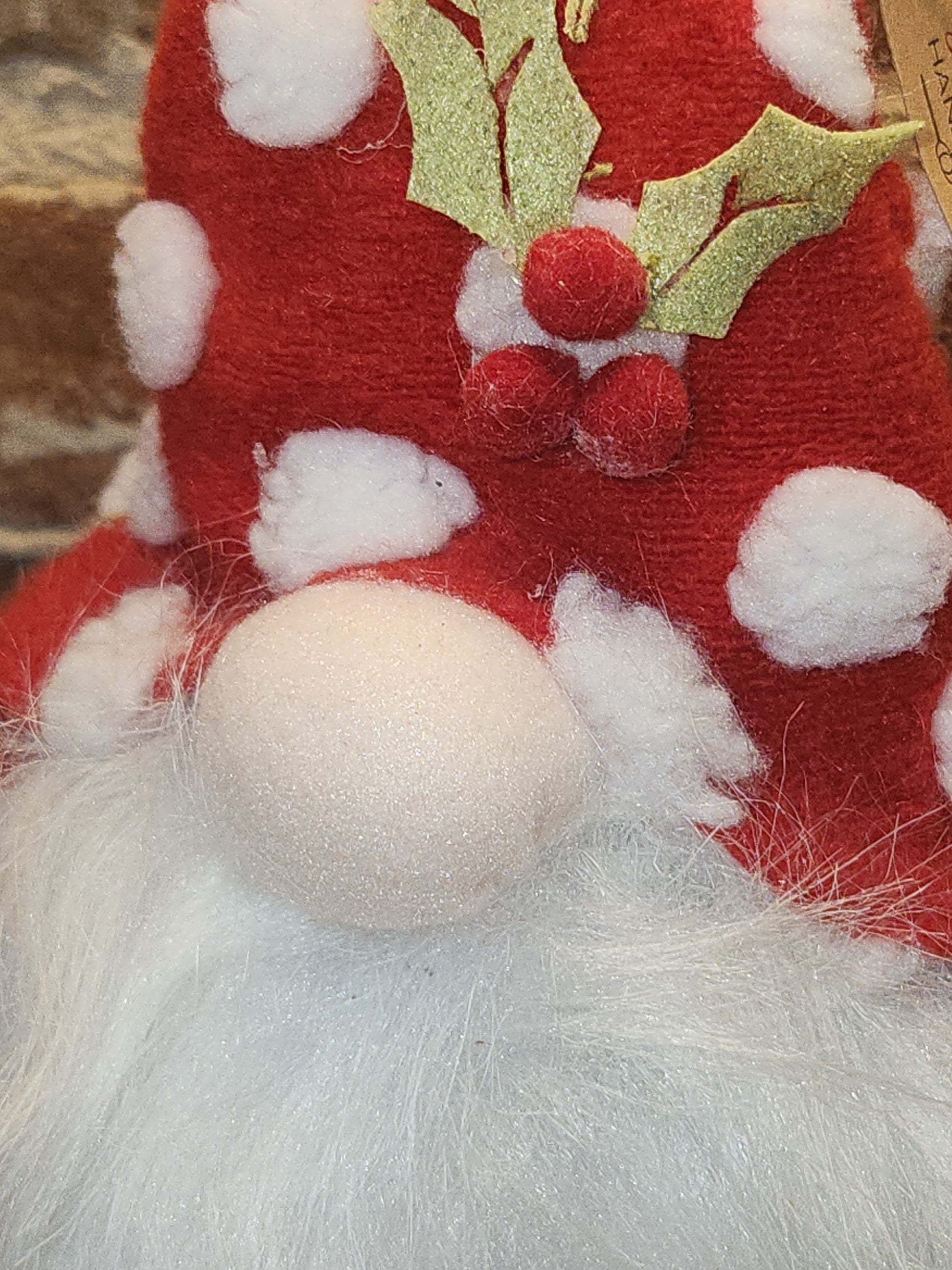Christmas Gnome with Holly White Beard Lights Up gn05