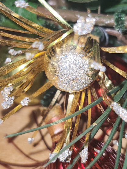 Vintage Christmas Pick with Mercury Glass Ornaments and Mercury Glass Starburt Ornaments cp1