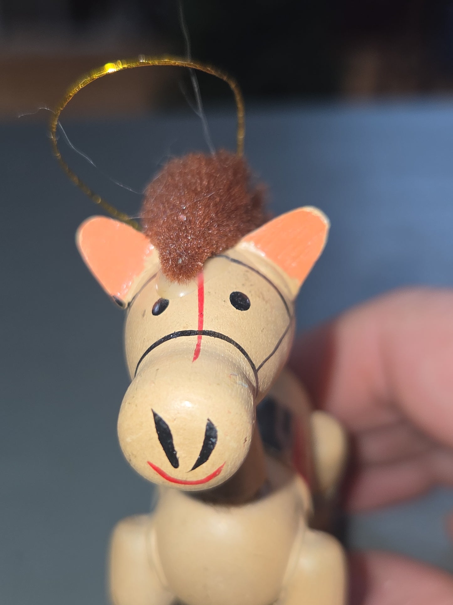 Vintage Wooden Ornaments Rocking Horses Set of 2 AS IS MCM Kitchy