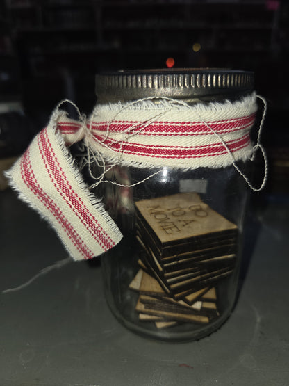 Family Fun Jar Pick an Activity with Red Stripped Ribbon ffj1